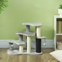 PawHut Arbre à chat, tour à griffer, avec plates-formes en peluche à 3 niveaux, 2 balles de jeu, poteaux à griffer en sisal, hauteur de 50 cm, pour chat de moins de 5 kg, gris clair image 5
