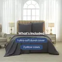 MEEALLHOME Parure de lit en flanelle lavée gris foncé - 1 housse 240 x 220 cm et 2 taies 65 x 65 cm image 0