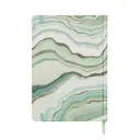 Jubiluu Carnet ligné A5 à couverture rigide en tissu avec marque-page et élastique - Green Marble image 1