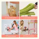 PAWZ Road Arbre à chats de plusieurs étages avec hamac, niche, paniers griffoir et 13 poteaux en sisal de 11 cm de diamètre, rose et vert - 170 cm image 3