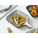 Traditional Japanese Ceramic Plate with Handle - Blue image 1