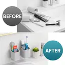 TAILI Porte-brosse à dents à ventouse lot de 2, ventouse puissante pour dentifrice et brosse à dents, porte-rasoir de douche auto-égouttant, porte-brosse à dents de douche mural, support de vaisselle de cuisine, Gris image 6