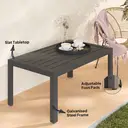 Outsunny Garden Coffee Table, Rectangular Patio Side Table with Steel Frame and Slat Tabletop for Outdoor, Balcony, 101.5 x 61cm, Grey image 3