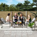 Outsunny 4 Piece Garden Sofa Set, 2 Single Armchair, Loveseat and Coffee Table Set with Steel Frame, Outdoor Furniture with Thick Cushions, Light Grey image 6