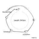 Polished Silver Tone Heart Pendant Bracelet, Stainless Steel 4-Heart Charm Jewelry, Hypoallergenic (18+5cm) image 4