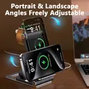 Rexsun 3 in 1 Foldable Wireless Charging Station, Aluminum Alloy Wireless Charger Stand for Multiple Apple Devices - Travel Size for iPhone, Apple Watch, AirPods, Adapter Not Included, T8, Black image 3