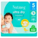 Nutmeg Baby Ultra Dry Nappies Size 5 11-25kg/24-55lbs 40 Pack image 0