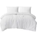 LeBonsoir Parure de lit brossée avec 1 housse de couette 260 x 240 cm et 2 taies d’oreiller 65 x 65 cm, avec fermeture éclair - Blanc image 1