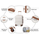 Kono Suitcase Lightweight ABS Hard Shell Carry-Ons Cabin Case Luggage Set with TSA Lock Luggage Sets with beauty case Included Duffels Bag & Toiletry Bag for TravelCream white image 4
