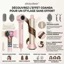 Okaydeer Set de Brosse Sèche-Cheveux Haute Vitesse 7 en 1 & Boucleur Auto-Enrouleur, Lisseur à Air Chaud Anti-Frisottis et Volumateur pour Cheveux Lisses et Brillants, Cadeau Rose avec Sac de Voyage image 2