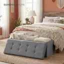 Ochama x SONGMICS Storage Chest, Storage Ottoman Bench, 38 x 110 x 38 cm, for Living Room, Bedroom, Entryway, Light Grey image 2