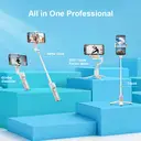 hohem 4-in-1 Foldable Single-Axis Smartphone Gimbal｜Selfie Stick · Tripod · 360° Rotation for Live Streaming｜Portable Anti-Shake Design with Detachable Remote｜Compatible with iOS/Android image 7