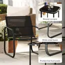 Outsunny Garden Bistro Set, 3 Piece Metal Garden Furniture Set with Mesh Chairs and Square Glass Top Table, Small Balcony Furniture for Outdoor, Patio, Conservatory, Black image 7