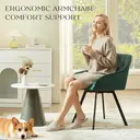 CLIPOP 360° Swivel Dining Chair Velvet Upholstered Desk Chairs without Wheels Ergonomic Office Chair with Arms and Metal Legs for Home Study 0197-s deep green 54.5*46*80 cm image 2