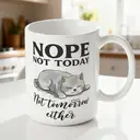 Alphynix 1 Mug blanc 33cl avec design "NON PAS AUJOURD'HUI" Grumpy Cat et citation humoristique, cadeau de Noël ou Thanksgiving humour rejet drôle,Le cadeau de la saint-valentin, cadeau d’anniversaire image 1