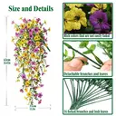 4Pcs 29.5in/75cm
Artificial Faux Hanging Flowers Plants for Outdoor Decor Outside Fake Mums Violets with Eucalyptus Realistic Daisy Trailing Vines for Yard Balcony Porch Decor(yellow&purple) image 2