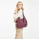 Kono Canvas Shoulder Tote Bag, Vintage Hobo Handbag for Women, Casual Top Handle Bag for Work School Travel Shopping Claret image 6