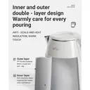 Bear Bouilloire électrique 1,5 L 1500 W-1750 W ZDH-Q15U8 en acier inoxydable avec arrêt automatique et protection contre l'ébullition à sec - Blanc image 5