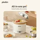 Plodon One Touch Rice Cooker with Steamer, 2.3L Non-stick Electric Cooking Pot Hot Pot, Auto Keep Warm, Multifunctional Cooker for Soup, Oatmeal , Rice, Noodles （with Rice Spoon and Measuring Cup) image 2