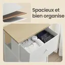 JOYFURNOS Commode en tissu pour chambre, avec 4 tiroirs, cadre en métal, blanc image 5