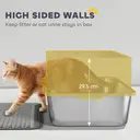 PawHut Stainless Steel Litter Box, High Sided Cat Litter Tray with Metal Scoop, Mat, Never Absorbs Odors, Anti Leakage & Easy to Clean, Pet Toilet for Big Cats, Grey image 4
