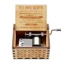 Alphynix 1pc "To My Wife" Music Box, Hand-Cranked Wooden Keepsake with Romantic Love Letter Engraving, Anniversary Gift from Husband image 0