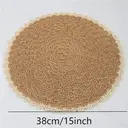 6pcs 38cm Round Placemats Non-slip Placemats Round，Papyrus semi-circular placemat Khaki inside, beige outside，Bohemian Style Table Mats for Kitchen Home Decoration Dining Room Festivals Wedding Party Hotel Farmhouse Family Gathering Table Decoration image 5