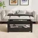 Rolanstar Mesa Centro Elevable, Mesa Salon con Cajón y Compartimento Oculto, Mesas Elevables Modernas Convertible en Comedor, 100 X 50 cm, Negro image 2