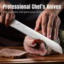 YOTSUBA 38cm Hand-Forged Bread Knife, Hollow Groove Design, Multi-Layer Steel Blade, Rosewood Handle Kitchen Knife image 3