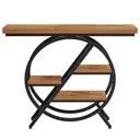 LANTINE Table console industrielle avec cadre géométrique métallique et plateau épais brun rustique - 100 cm image 5