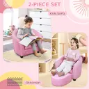 HOMCOM Children's Armchairs Toddler Chair Sofa Footstool 2-in-1 Design for Girls with Thick Padding, Anti-skid Foot Pads, Wood Frame, Pink image 6