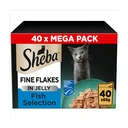 Sheba Fine Flakes Adult Cat Food Fish Selection in Jelly 40 x 85g Pouch image 1