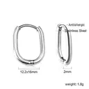 Stainless Steel Oval Huggie Earrings – U-Shaped Geometric Hoops, Hypoallergenic Silver Tone Ear Buckles (17mm) image 1