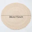 White Label Polyester + inner and outer ring three-strand placemat Milk coffee，Round 38cm Placemats Set of 6 Braided Woven Placemats Washbale Table Placemats Round Heat Resistant Table Mats for Kitchen Dining Table Home Restaurant image 6