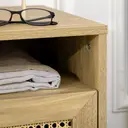 HOMCOM Bedside Table Rattan 1 Door Oak Effect image 9