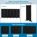 COSTWAY 6 Panel Room Divider on Wheels - Black image 2