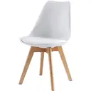 mcc direct Set of 2 Dining Chairs Wooden Legs Soft Cushion Pad Stylish Deluxe Retro Lounge Dining Office EVA (White) image 2