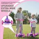 Neuleb YFQ Kids Kick Scooter, LED Lighted Wheels and 4 Adjustable Height Handlebars, Lean-to-Steer & Widen Anti-Slip Deck, 3 Wheel Scooter for Boys & Girls Ages 3-10 and up to 30 Kg image 5