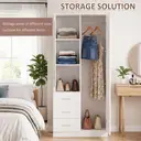 HOMCOM 2 Door 3 Drawer Mirrored Wardrobe with Rail, Modern Clothes Storage Cupboard with Mirror, Drawers and Adjustable Shelves for Bedroom, 80 x 50 x 180 cm, White image 3