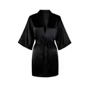 IZURIA mid-sleeved black silk-like bathrobe  XL image 0