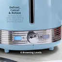 Swan Retro Revive 2 Slice Toaster, Hidden Cord Storage, Vintage, Variable Width Slots, 930W, Coated Stainless Steel, Blue with Chrome Accents - ST19028BLU image 2
