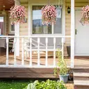 Yuejia Lot de 4 bouquets suspendus de fleurs artificielles en soie liseron blanc et rose - 75 cm image 3