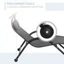 Outsunny Bain de Soleil 2 Places transat avec toit réglable appui-têtes et roulettes en acier et polyester dim. 200L x 137l x 138H cm gris foncé image 4