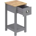 Galano Lilly Bedside Table - Slim Side Table with Storage, Organizer and Cabinet for Bedroom, Hallway or Entryway – Cool Grey/Beaufort Oak image 6