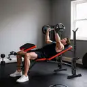 HOMCOM Banc de musculation Fitness entrainement complet avec support d'haltères dossier réglable acier 175 x 139 x 127 cm noir et rouge image 1