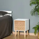 HOMCOM 2 Drawers Bedside Table with Pine Legs, Bedroom Wooden Storage Cabinet, Natural image 1