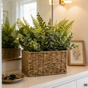 Candlelight Artificial Ferns in Woven Basket 30cm image 1