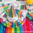 Unique Rainbow Ribbons Birthday Party Hats, 8 pack image 2