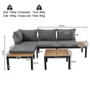 Garten-Lounge-Set (2 Zweisitzer, 2 Beistelltische, 1 Tisch), Grau image 4