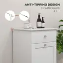 HOMCOM Bathroom Laundry Cabinet, Bathroom Cabinet with Laundry Basket and Drawer, 40 x 40 x 90.5cm, White image 5